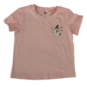 NEW Halloween Boo Jee Girls Size 4 Pink Ghost Graphic T Shirt Fall